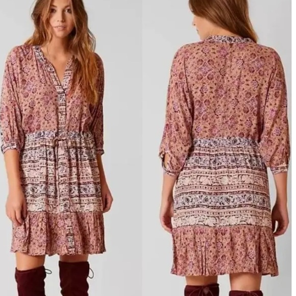 Billabong Marry Mine Floral Oversized Boho Babydoll Mini Swing Dress - Picture 6 of 9